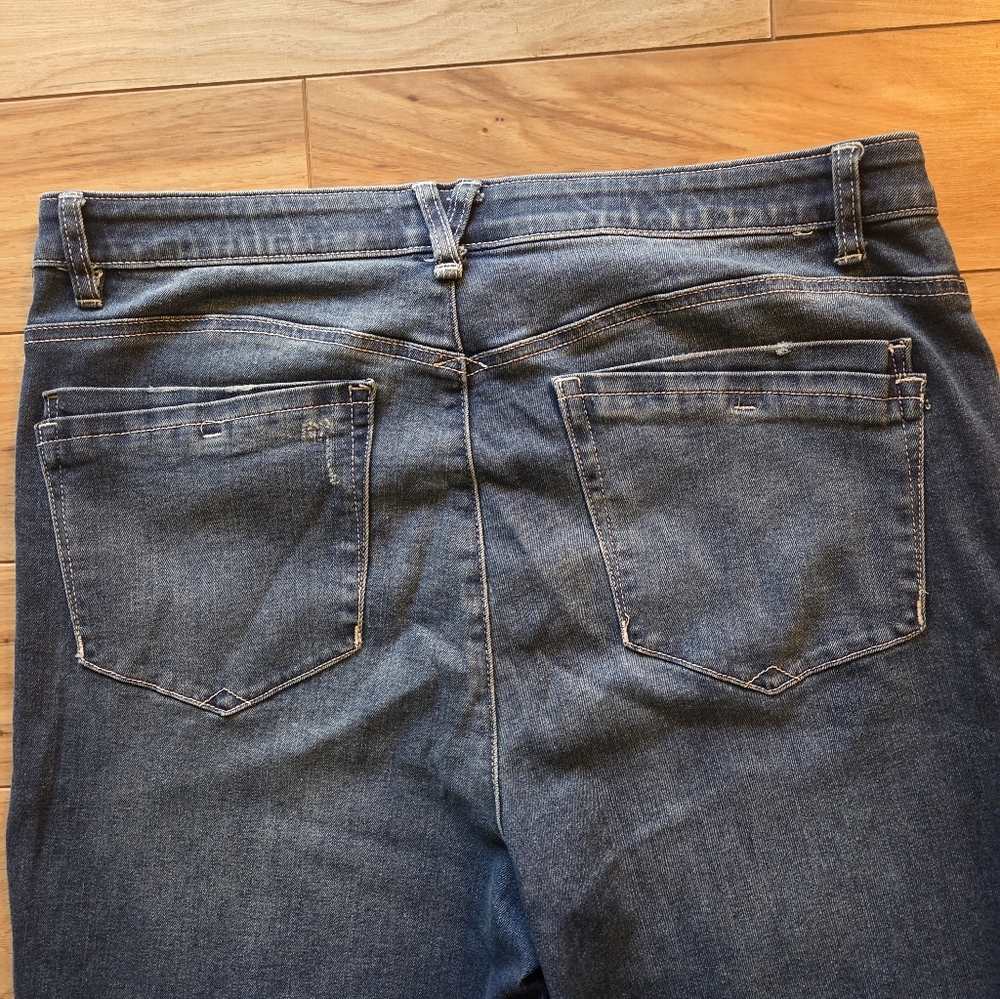 Democracy Ab Technology Cropped Jeans 16 Raw Hem Ankle Blue Relaxed Denim - Picture 6 of 7